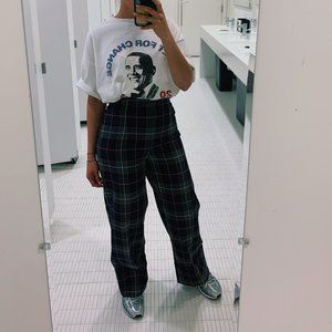 PLAID WIDE-LEG TROUSER